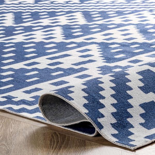 Nuloom Jagged Modern Trellis Washable Area Rug Navy