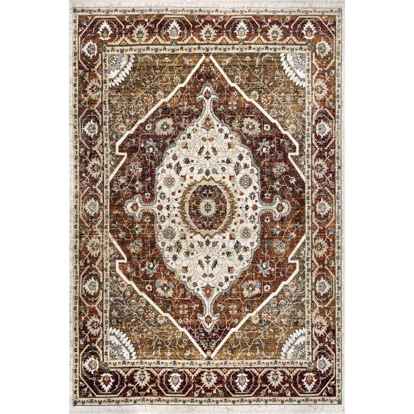 nuloom Jaime Traditional Medallion Fringe Area Rug Beige