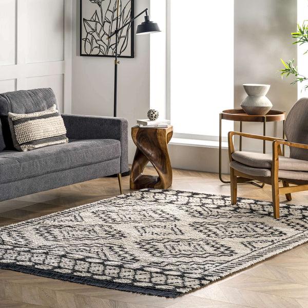 Nuloom Janie Moroccan Diamond Soft Shag Fringe Area Rug Beige