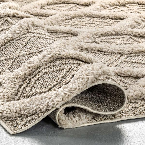Nuloom Janis High Low Textured Shaggy Honeycomb Area Rug Beige