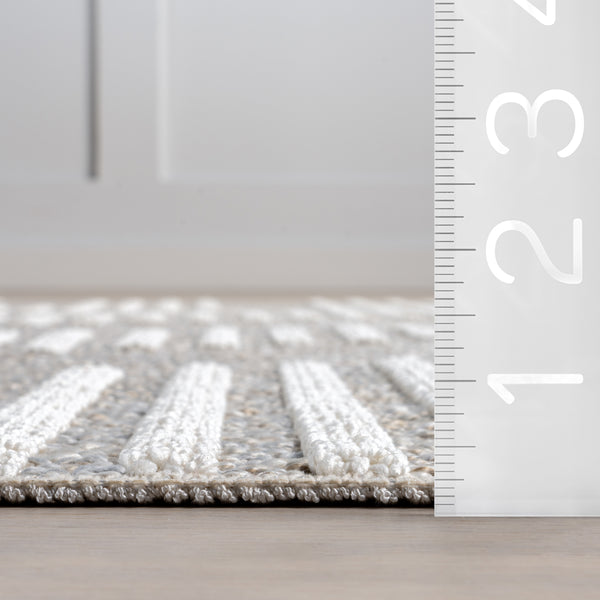 Nuloom Janiya Abstract Hexagon Machine Washable Area Rug Beige