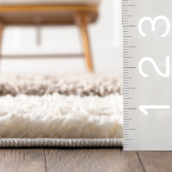 Nuloom Jasmina High/Low Striped Shag Area Rug Ivory