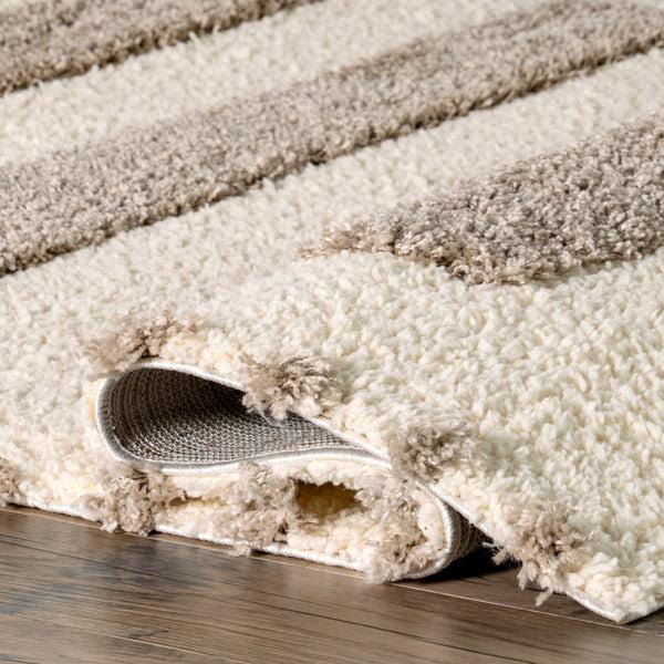 Nuloom Jasmina High/Low Striped Shag Area Rug Ivory