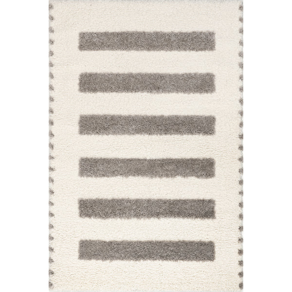 nuloom Jasmina High/Low Striped Shag Area Rug Ivory