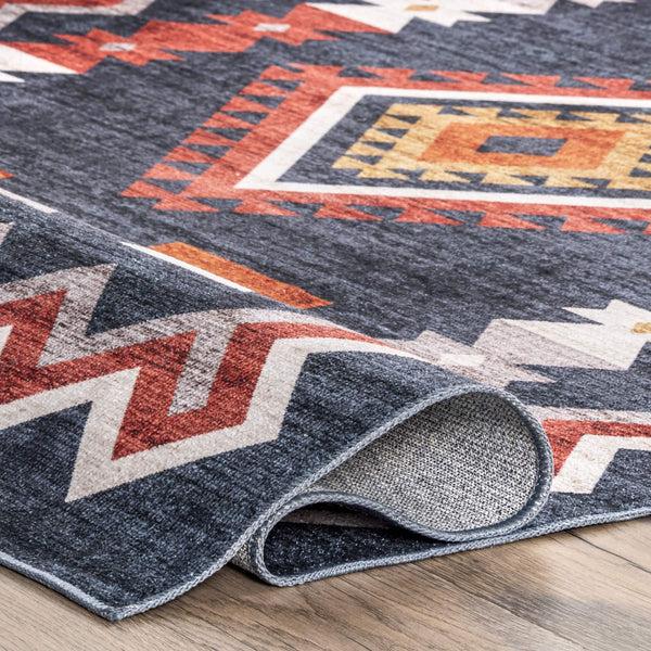 Nuloom Jayde Machine Washable Southwestern Diamond Area Rug Navy