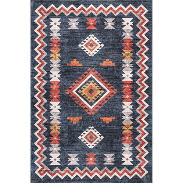 nuloom Jayde Machine Washable Southwestern Diamond Area Rug Navy