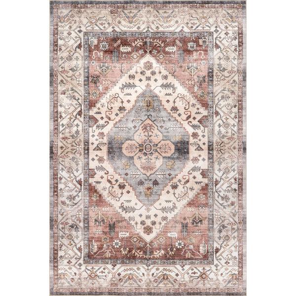 nuloom Jenise Traditional Medallion Machine Washable Area Rug Beige