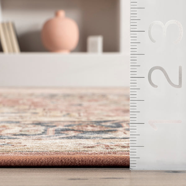 Nuloom Jessa Faded Medallion Machine Washable Area Rug Peach