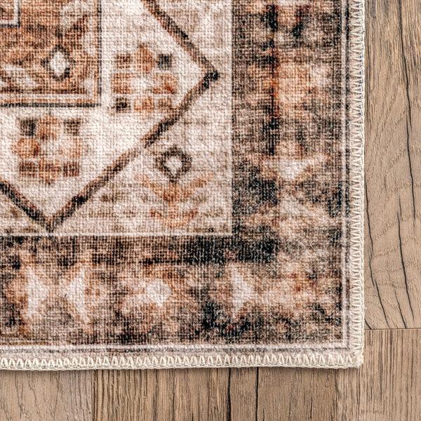 Nuloom Jessamine Geometric Machine Washable Area Rug Beige