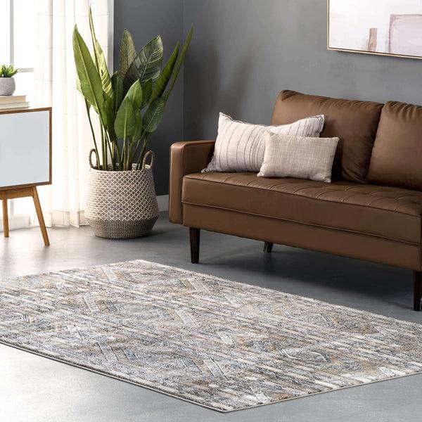 Nuloom Jessenia Diamond Stripes Tribal Area Rug Beige