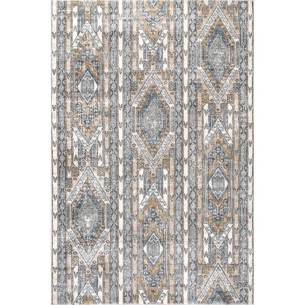 nuloom Jessenia Diamond Stripes Tribal Area Rug Beige
