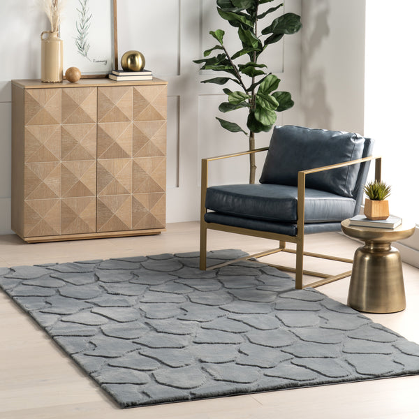Nuloom Jireh Plush Geometirc Machine Washable Ara Rug Grey Blue