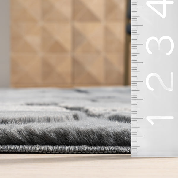 Nuloom Jireh Plush Geometirc Machine Washable Ara Rug Grey Blue