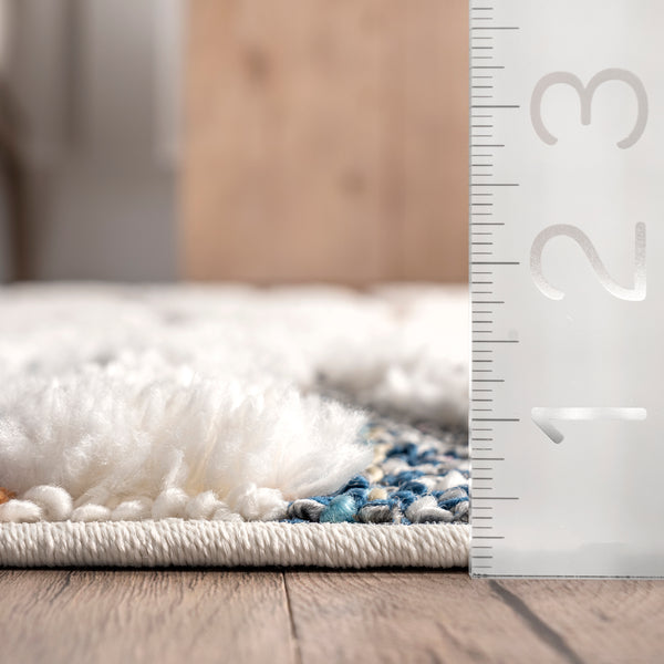 Nuloom Jodie Rainbow Zebra Braided Tassle Area Rug Ivory