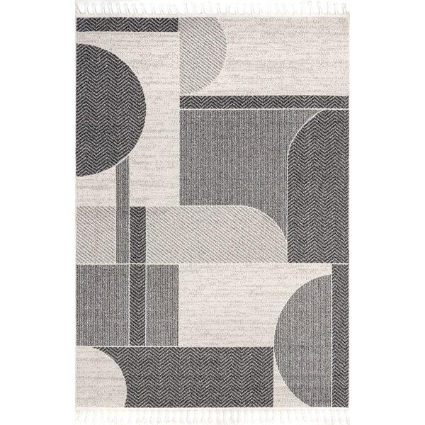 nuloom Joëlle Abstract Braided Tasseled Area Rug Light Gray