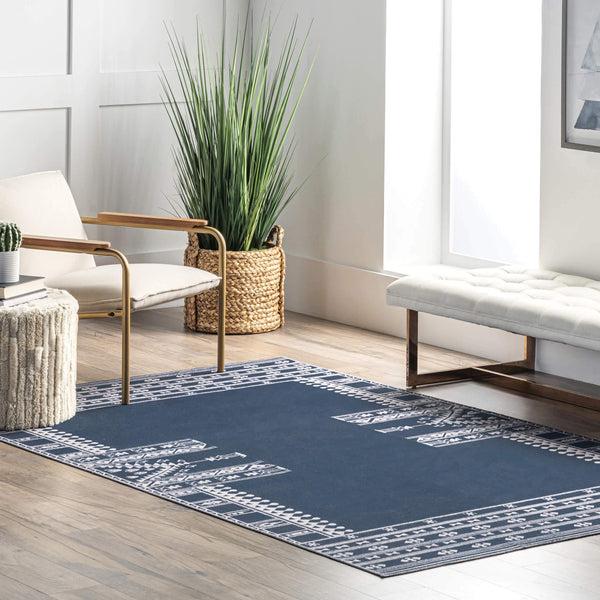 Nuloom Joelle Machine Washable Tribal Geometirc Border Area Rug Light Gray