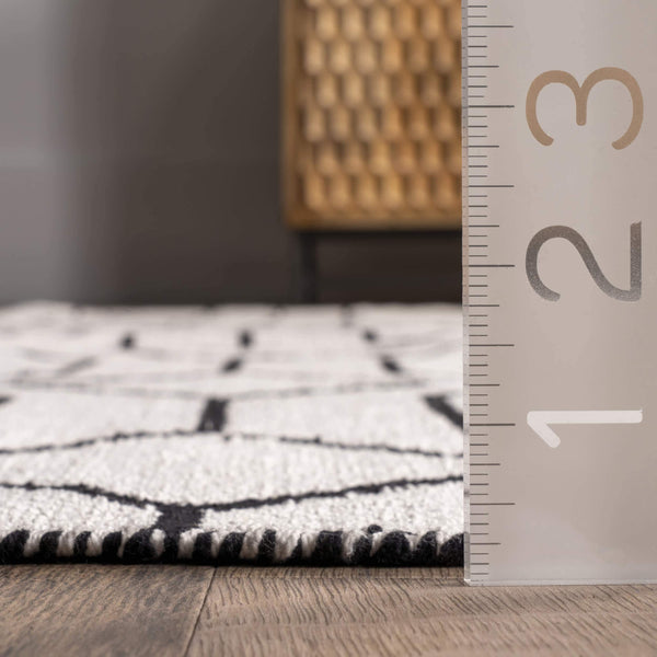 Nuloom Josie Hand Loomed Cotton Flatweave Geometric Trellis Area Rug Ivory