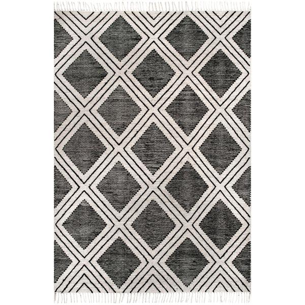 nuloom Jubilee Cotton Diamond Trellis Tassel Area Rug Black