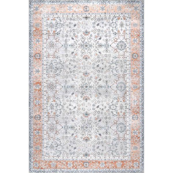 nuloom Julia Machine Washable Transitional Border Area Rug Light Gray