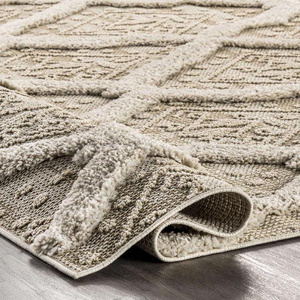 Nuloom Julie High Low Textured Shaggy Geometric Area Rug Beige