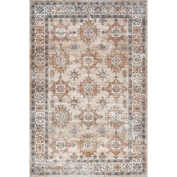 nuloom Juni SplashGuard Medallion Machine Washable Area Rug Beige