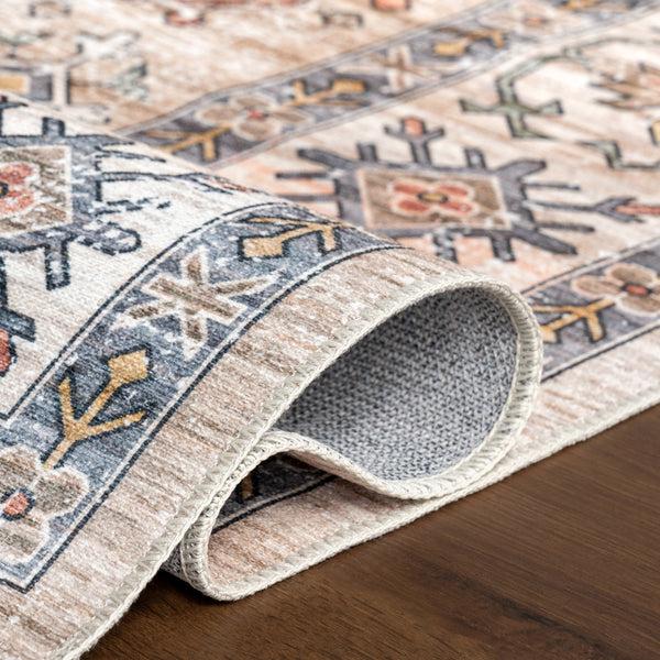 Nuloom Juni SplashGuard Medallion Machine Washable Area Rug Beige