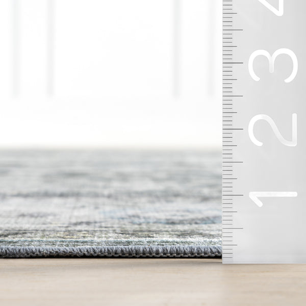 Nuloom Kaiana Medallion Spill Proof Machine Washable Area Rug Slate Blue