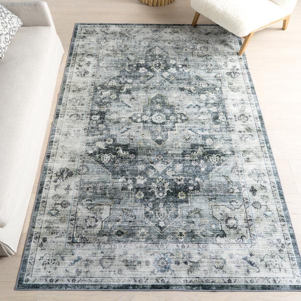 Nuloom Kaiana Medallion Spill Proof Machine Washable Area Rug Slate Blue