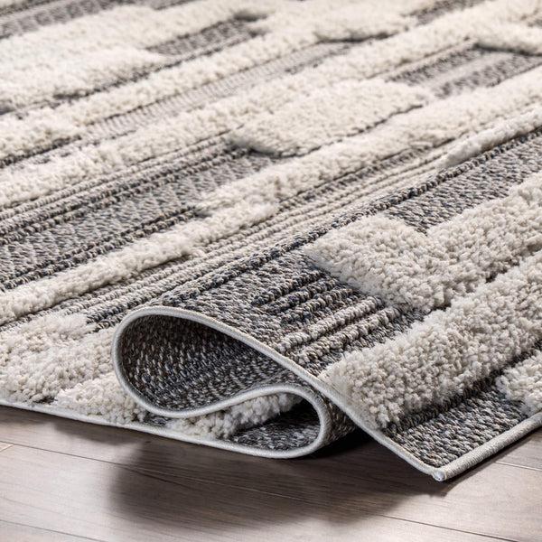 Nuloom Kaira High Low Textured Shaggy Striped Area Rug Grey