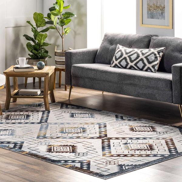 Nuloom Kajal Machine Washable Southwestern Geometric Area Rug Beige