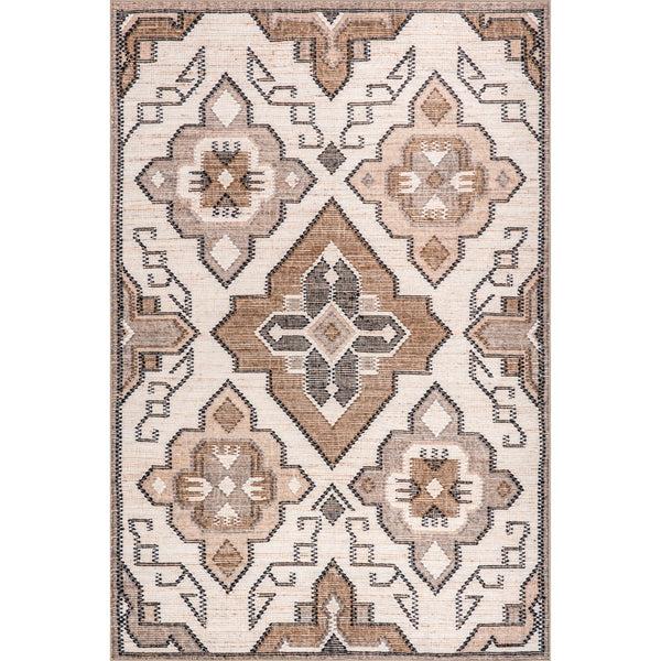 nuloom Kalilah Medallion Spill Proof Machine Washable Area Rug Ivory