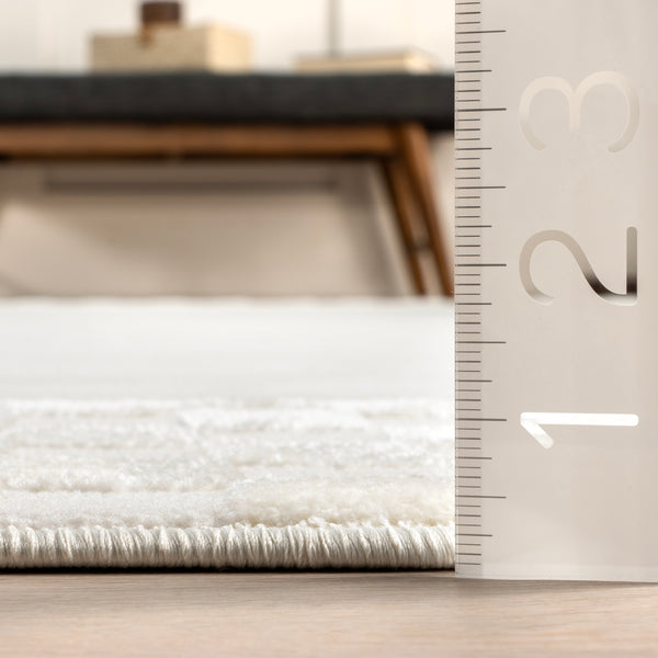 Nuloom Kalina High-Low Checkered Bordered Area Rug Cream