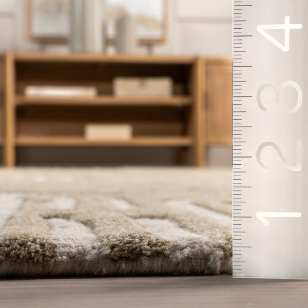 Nuloom Kamala Geometric High-Low Wool Area Rug Ivory