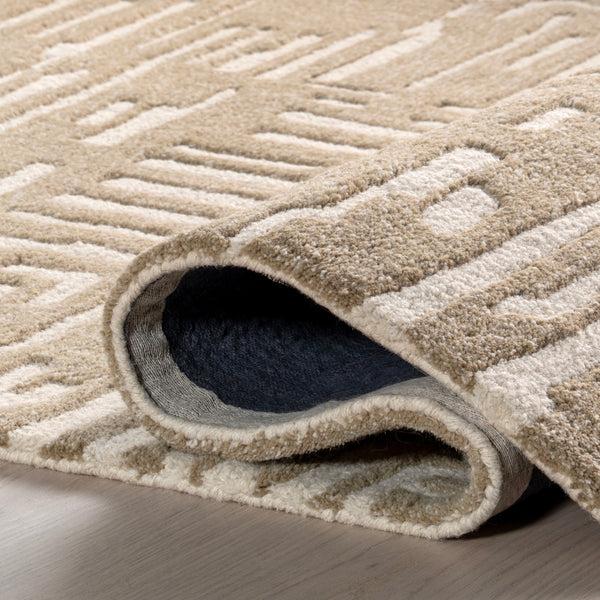 Nuloom Kamala Geometric High-Low Wool Area Rug Ivory
