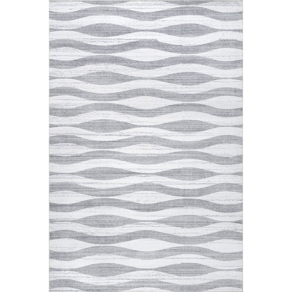 nuloom Kami Abstract Curves Machine Washable Area Rug Light Gray
