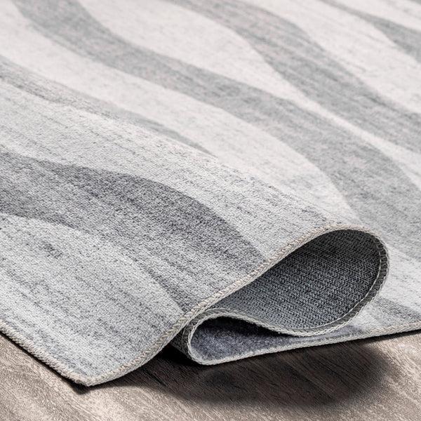 Nuloom Kami Abstract Curves Machine Washable Area Rug Light Gray