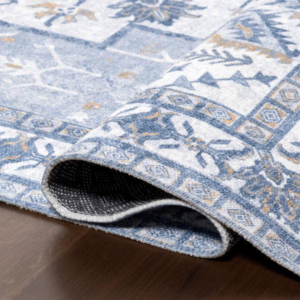 Nuloom Kamiyah SpinClean Medallion Machine Washable Area Rug Light Blue