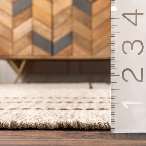Nuloom Karlene Modern Striped Wool Tasseled Area Rug Ivory