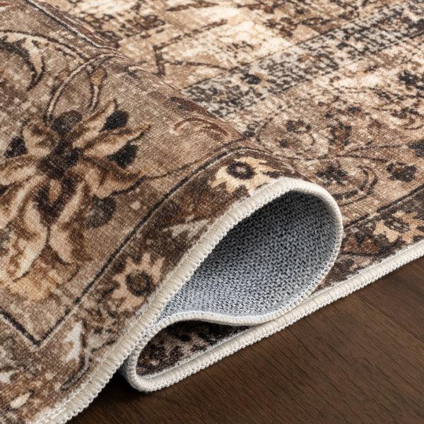Nuloom Karrigan Medallion Spill Proof Machine Washable Area Rug Brown