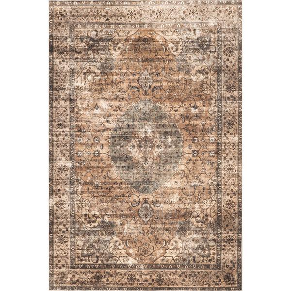 nuloom Karrigan Medallion Spill Proof Machine Washable Area Rug Brown
