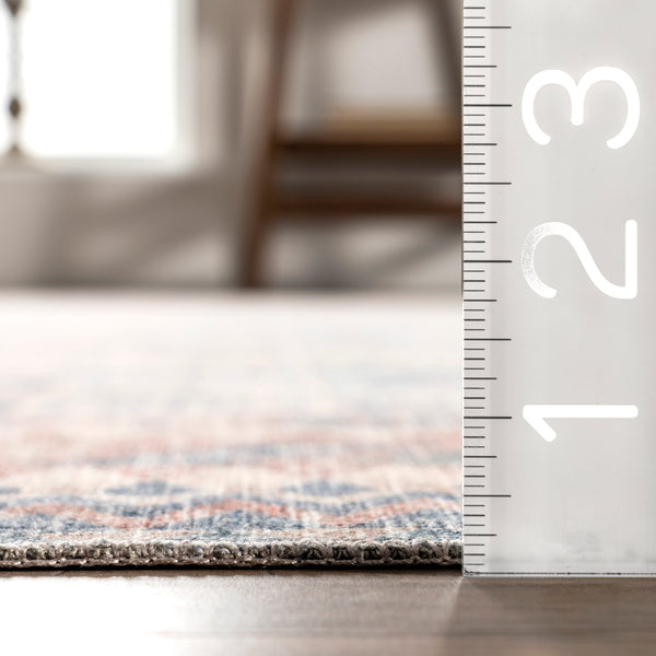 Nuloom Kasha Bohemian Tiles Machine Washable Area Rug Beige