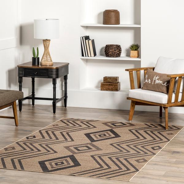 Nuloom Kasie Geometric Stripes Easy-Jute Machine Washable Area Rug Natural