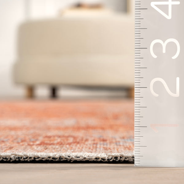 Nuloom Kaski Geometric Machine Washable Area Rug Peach
