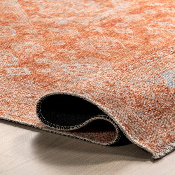 Nuloom Kaski Geometric Machine Washable Area Rug Peach