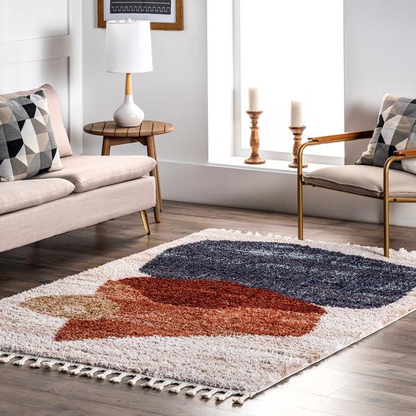 Nuloom Kassidy Shaggy Contemporary Tassel Area Rug Blue