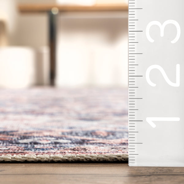 Nuloom Kay Distressed Stain-Resistant Machine Washable Area Rug Blue