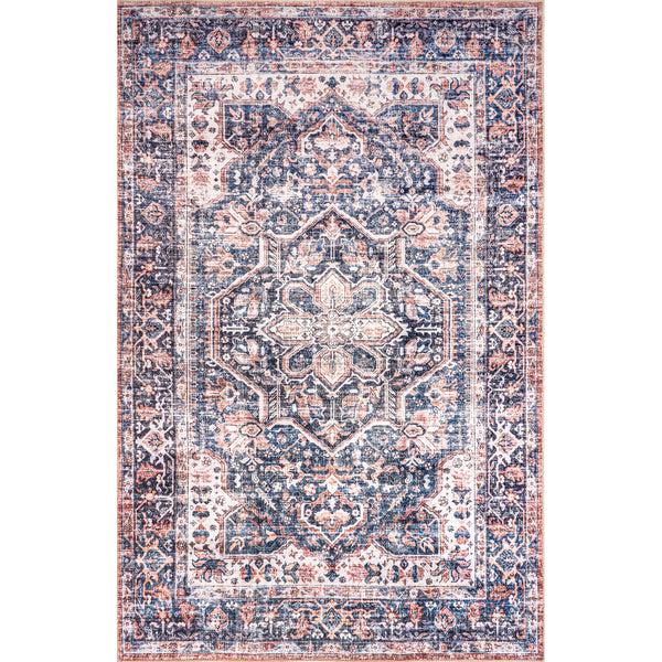 nuloom Kay Distressed Stain-Resistant Machine Washable Area Rug Blue