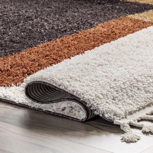 Nuloom Kaylie Shaggy Modern Geometric Tassel Area Rug Rust