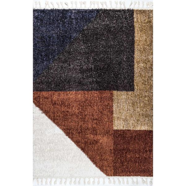 nuloom Kaylie Shaggy Modern Geometric Tassel Area Rug Rust