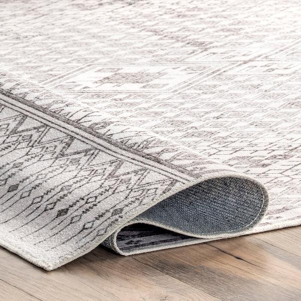 Nuloom Kehlani Distressed Diamond Area Rug Light Gray